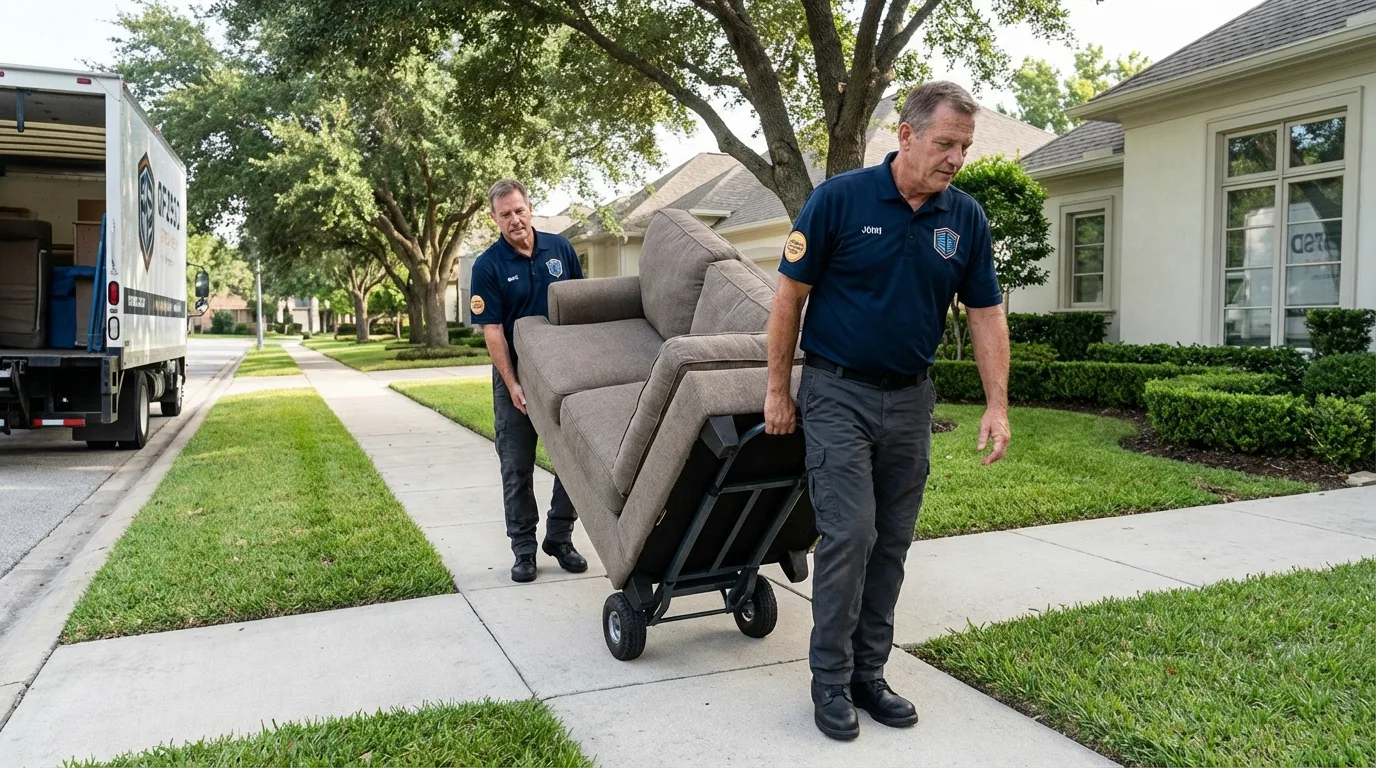 Local residential moving crew loading furniture in Mayville, ND